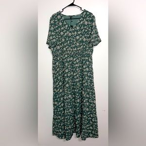 Zattcas Green Flowy Floral Dress XL Breezy Lightweight Maxi